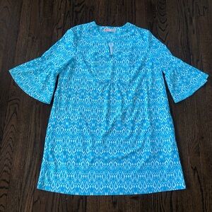 Jude Connally Women’s M Teal Blue Geometric Kerry Jude Cloth Mini Dress - NWOT!